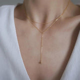 S925 Silver Multilayer Bead Long Chain Necklace