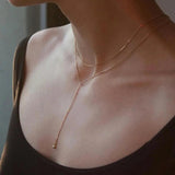 S925 Silver Multilayer Bead Long Chain Necklace