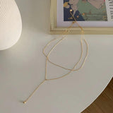 S925 Silver Multilayer Bead Long Chain Necklace