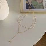 S925 Silver Multilayer Bead Long Chain Necklace