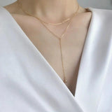 S925 Silver Multilayer Bead Long Chain Necklace