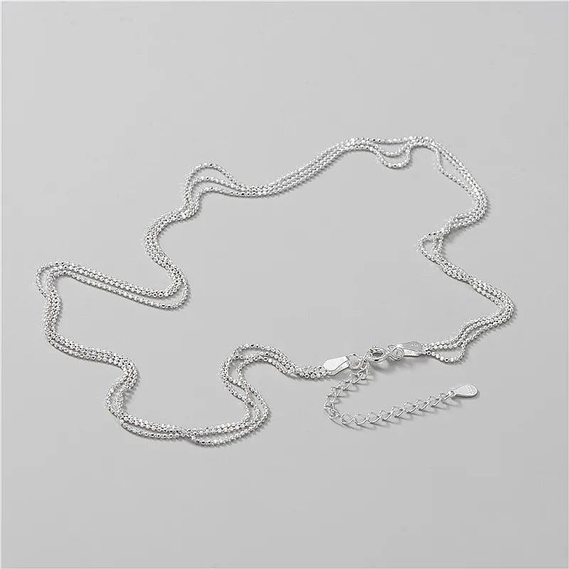 925 Sterling Silver Multilayer Bright Chain Necklace for Women