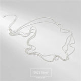 925 Sterling Silver Multilayer Bright Chain Necklace for Women