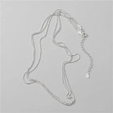 925 Sterling Silver Multilayer Bright Chain Necklace for Women