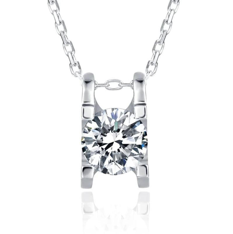 0.5ct D Moissanite Necklace Pendant 925 Silver Women Gift