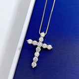 Sterling Silver Cross Diamond Pendant Necklace for Women