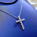 Sterling Silver Cross Diamond Pendant Necklace for Women