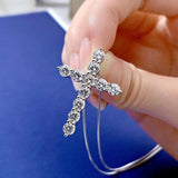 Sterling Silver Cross Diamond Pendant Necklace for Women