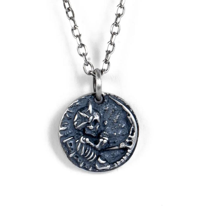 Vintage Skeleton Pendant 925 Sterling Silver Necklace