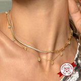 S925 Sterling Silver Zircon Collarbone Chain Necklace