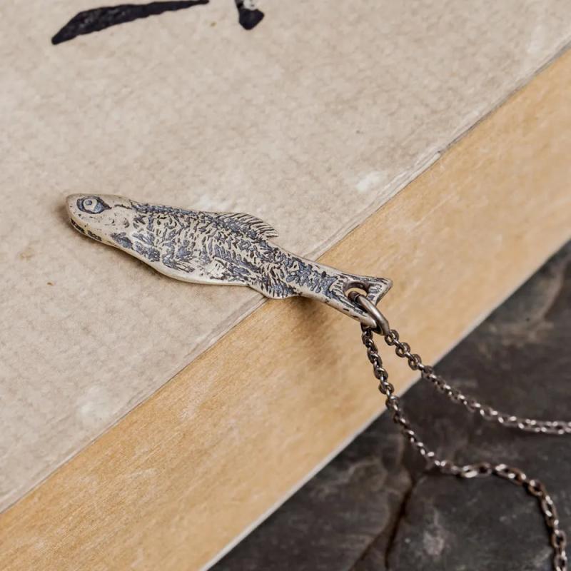 Creative Fish Pendant Necklace 925 Sterling Silver Punk Animal Jewelry