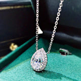 925 Silver Water Drop Diamond Pendant Choker Necklace