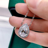 925 Silver Water Drop Diamond Pendant Choker Necklace