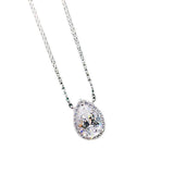 925 Silver Water Drop Diamond Pendant Choker Necklace