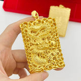 Thick Dragon Pendant 24K Yellow Plated Men Engagement Fine Jewelry