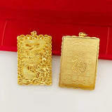 Thick Dragon Pendant 24K Yellow Plated Men Engagement Fine Jewelry