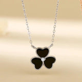Red Agate Trefoil Necklace 925 Silver Clover Jewelry