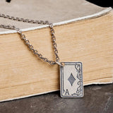 Sterling Silver Playing Card Pendant Necklace Poker Punk Necklaces