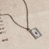 Sterling Silver Playing Card Pendant Necklace Poker Punk Necklaces