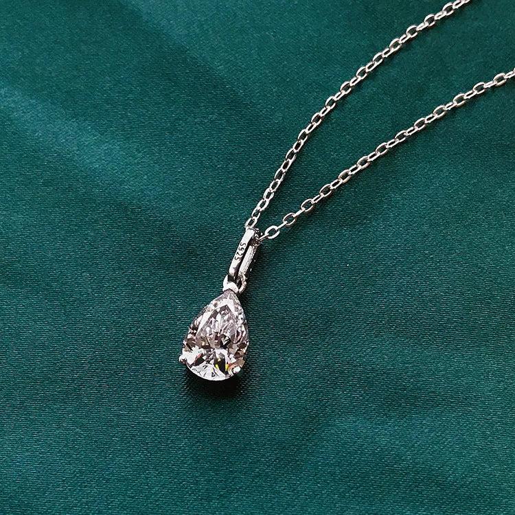Sterling Silver Water Drop CZ Pendant Necklace