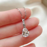 Sterling Silver Water Drop CZ Pendant Necklace