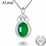 Green Chalcedony Perfume Bottom Necklace 925 Silver