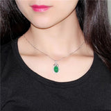 Green Chalcedony Perfume Bottom Necklace 925 Silver