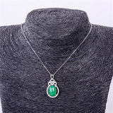 Green Chalcedony Perfume Bottom Necklace 925 Silver