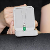 Green Chalcedony Perfume Bottom Necklace 925 Silver