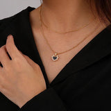 925 Silver Necklace Heart Pendant Shell Pearl Choker