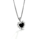 925 Silver Necklace Heart Pendant Shell Pearl Choker