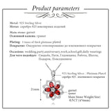 Almei 2.5CT Red Garnet Sunflower Pendant Necklace 925 Sterling Silver
