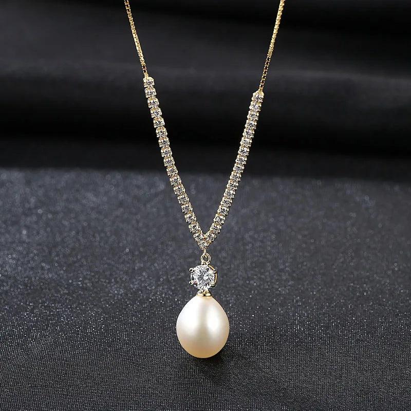 925 Silver Necklace with Zircon & Pearl