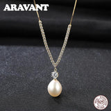 925 Silver Necklace with Zircon & Pearl