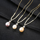925 Silver Necklace with Zircon & Pearl