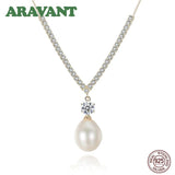 925 Silver Necklace with Zircon & Pearl