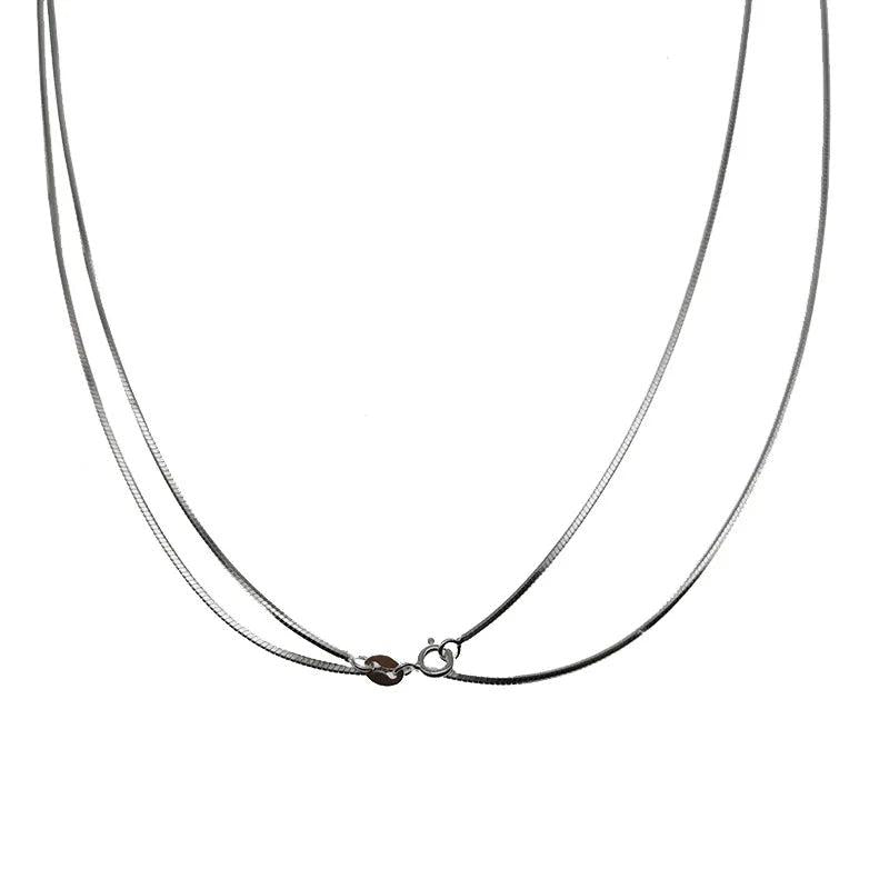 Simple 1.2mm Snake Bone Chain Silver Necklace
