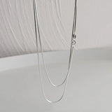 Simple 1.2mm Snake Bone Chain Silver Necklace
