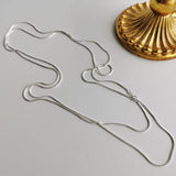 Simple 1.2mm Snake Bone Chain Silver Necklace