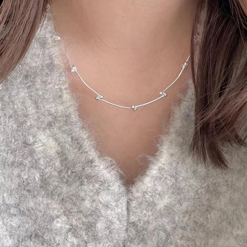 S925 Silver Double Ball Choker Necklace