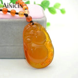 Red Agate Chalcedony Carved Pendant Necklace 24'' Beaded Chain Ethnic Jewelry