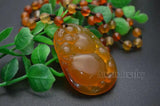 Red Agate Chalcedony Carved Pendant Necklace 24'' Beaded Chain Ethnic Jewelry