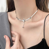 S925 Snake Bone Chain Necklace with Butterfly Clavicle Chain