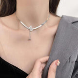 S925 Snake Bone Chain Necklace with Butterfly Clavicle Chain