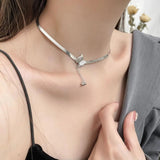 S925 Snake Bone Chain Necklace with Butterfly Clavicle Chain