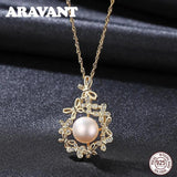 925 Silver Butterfly Zircon Necklace with Pearl
