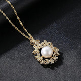 925 Silver Butterfly Zircon Necklace with Pearl
