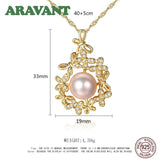 925 Silver Butterfly Zircon Necklace with Pearl