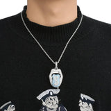 Hip Hop Dollar Lips Pendant Rhinestone Necklace Chain
