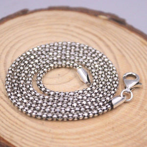 Real Silver 925 Necklace Men Popcorn Chain 2mmW Retro Silver Jewelry Chain 45cmL